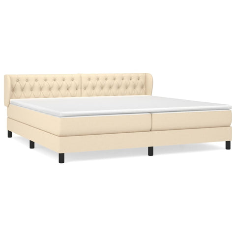 vidaXL Boxspringbett mit Matratze Creme 200x200 cm Stoff