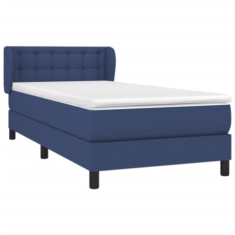 vidaXL Boxspringbett mit Matratze Blau 90x190 cm Stoff