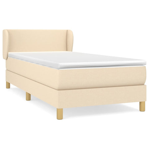 vidaXL Boxspringbett mit Matratze Creme 90x200 cm Stoff