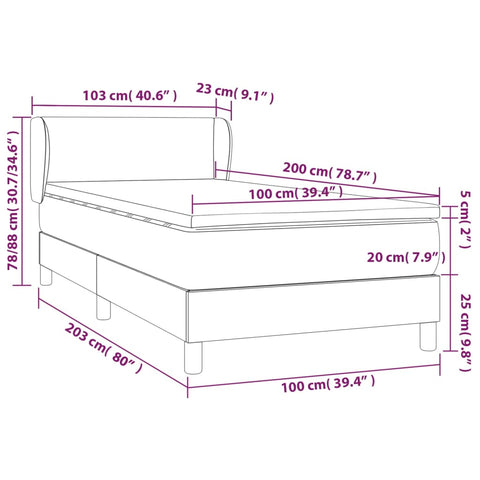 vidaXL Boxspringbett mit Matratze Creme 100x200 cm Stoff