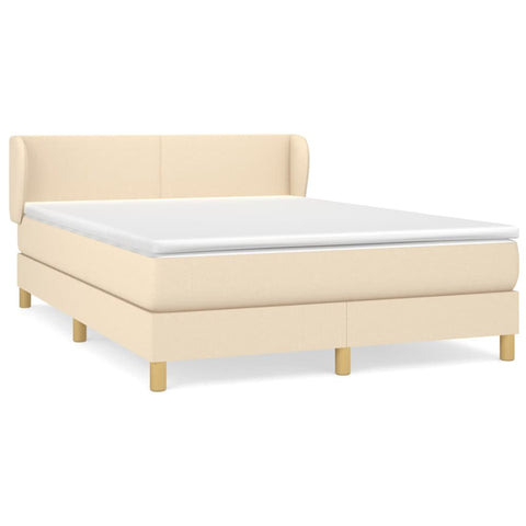 vidaXL Boxspringbett mit Matratze Creme 140x190 cm Stoff