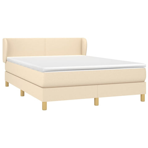 vidaXL Boxspringbett mit Matratze Creme 140x190 cm Stoff