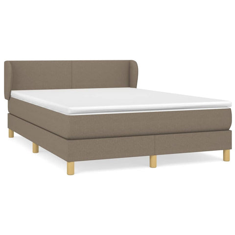 vidaXL Boxspringbett mit Matratze Taupe 140x200 cm Stoff