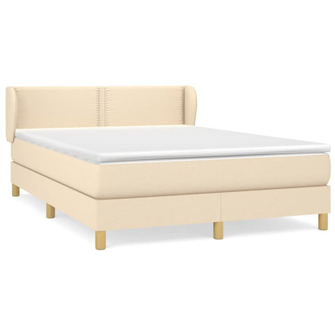 vidaXL Boxspringbett mit Matratze Creme 140x190 cm Stoff