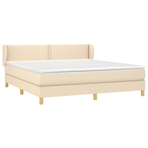 vidaXL Boxspringbett mit Matratze Creme 160x200 cm Stoff