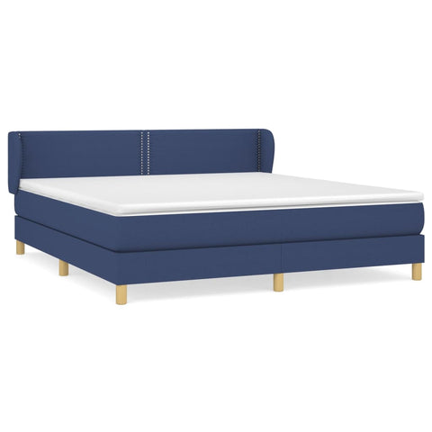 vidaXL Boxspringbett mit Matratze Blau 180x200 cm Stoff