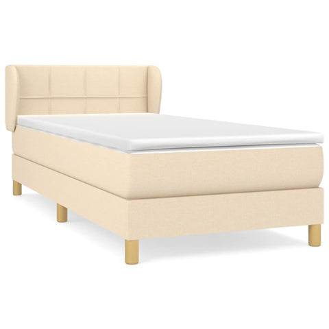 vidaXL Boxspringbett mit Matratze Creme 90x190 cm Stoff