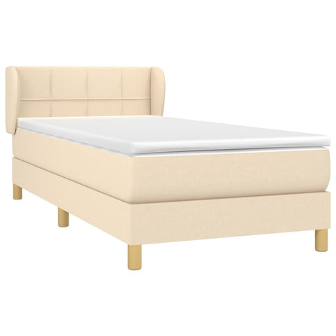 vidaXL Boxspringbett mit Matratze Creme 90x200 cm Stoff