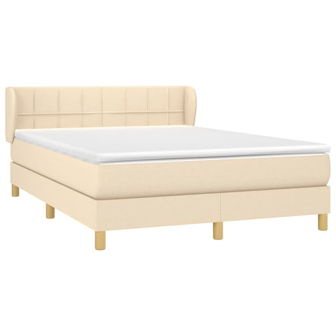 vidaXL Boxspringbett mit Matratze Creme 140x200 cm Stoff