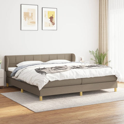 vidaXL Boxspringbett mit Matratze Taupe 200x200 cm Stoff