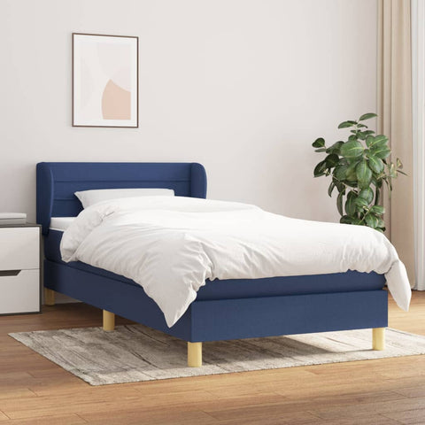 vidaXL Boxspringbett mit Matratze Blau 80x200 cm Stoff