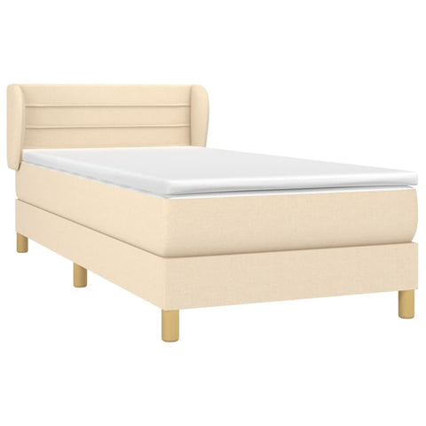 vidaXL Boxspringbett mit Matratze Creme 90x190 cm Stoff