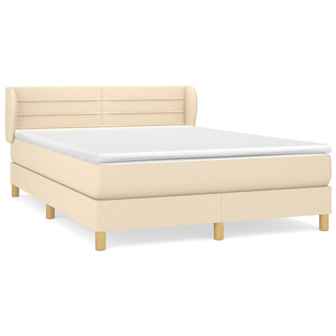 vidaXL Boxspringbett mit Matratze Creme 140x200 cm Stoff