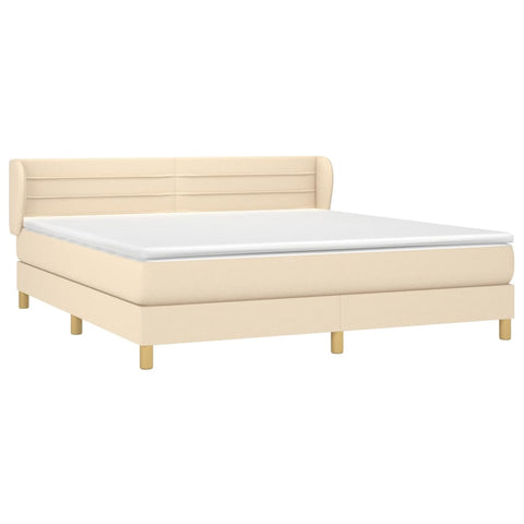 vidaXL Boxspringbett mit Matratze Creme 160x200 cm Stoff