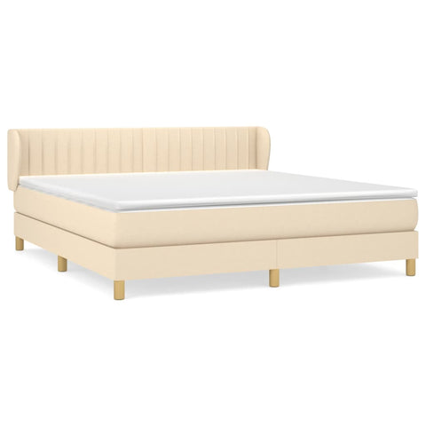 vidaXL Boxspringbett mit Matratze Creme 180x200 cm Stoff