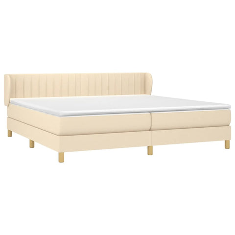 vidaXL Boxspringbett mit Matratze Creme 200x200 cm Stoff