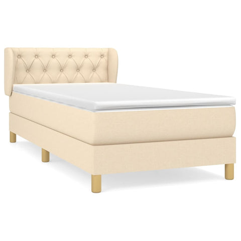 vidaXL Boxspringbett mit Matratze Creme 80x200 cm Stoff