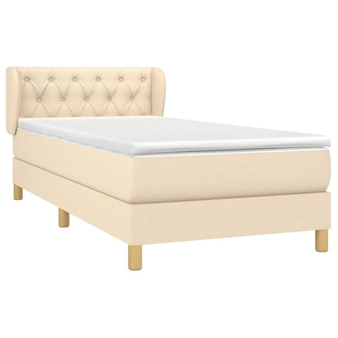 vidaXL Boxspringbett mit Matratze Creme 80x200 cm Stoff