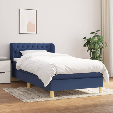 vidaXL Boxspringbett mit Matratze Blau 80x200 cm Stoff