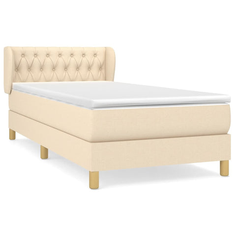 vidaXL Boxspringbett mit Matratze Creme 90x190 cm Stoff