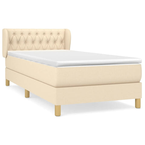 vidaXL Boxspringbett mit Matratze Creme 90x200 cm Stoff