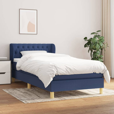 vidaXL Boxspringbett mit Matratze Blau 100x200 cm Stoff