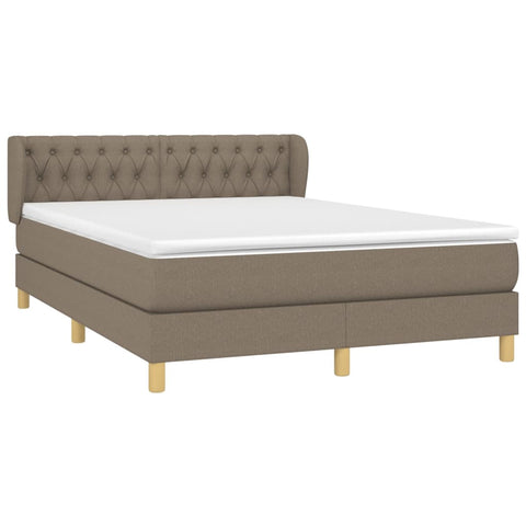 vidaXL Boxspringbett mit Matratze Taupe 140x200 cm Stoff