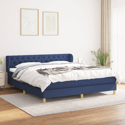 vidaXL Boxspringbett mit Matratze Blau 160x200 cm Stoff