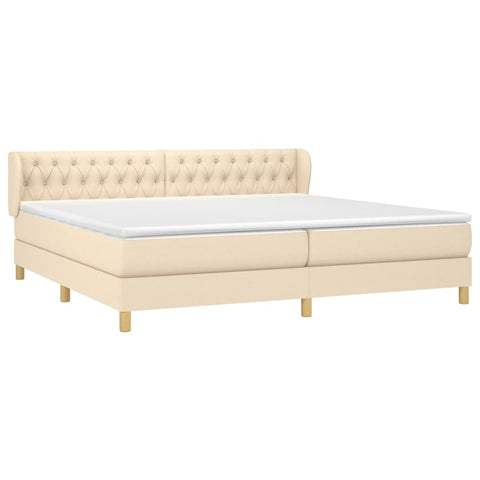 vidaXL Boxspringbett mit Matratze Creme 200x200 cm Stoff