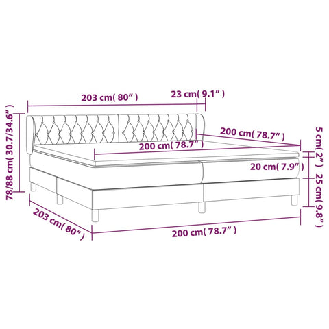 vidaXL Boxspringbett mit Matratze Creme 200x200 cm Stoff