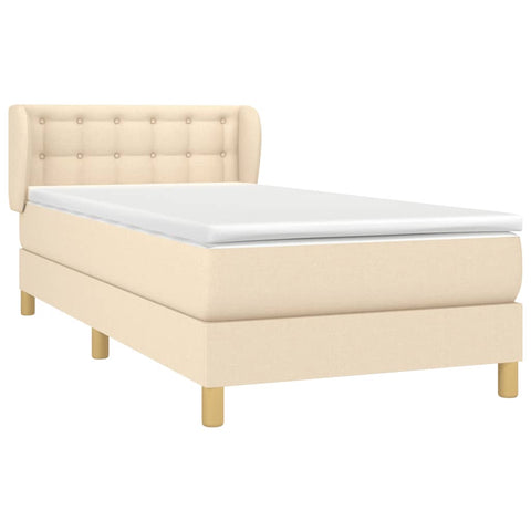 vidaXL Boxspringbett mit Matratze Creme 100x200 cm Stoff