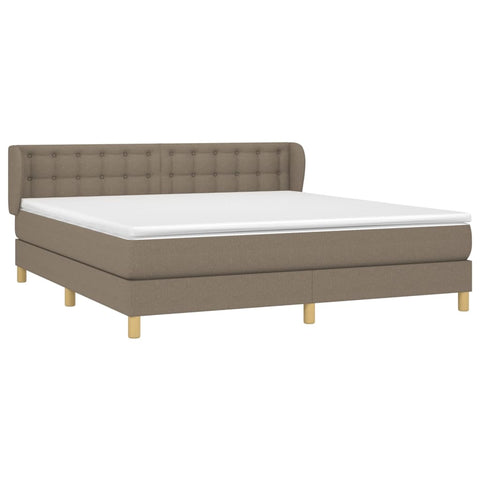 vidaXL Boxspringbett mit Matratze Taupe 160x200 cm Stoff