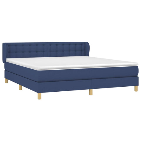 vidaXL Boxspringbett mit Matratze Blau 160x200 cm Stoff