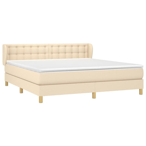 vidaXL Boxspringbett mit Matratze Creme 180x200 cm Stoff