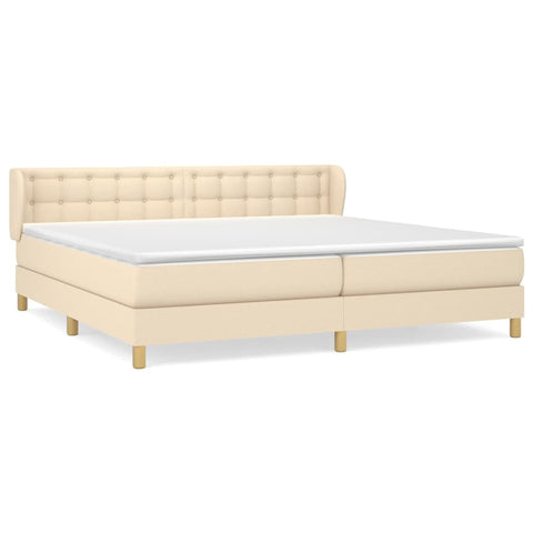 vidaXL Boxspringbett mit Matratze Creme 200x200 cm Stoff