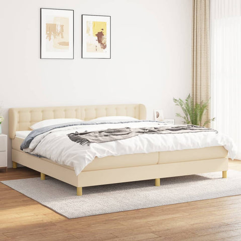 vidaXL Boxspringbett mit Matratze Creme 200x200 cm Stoff