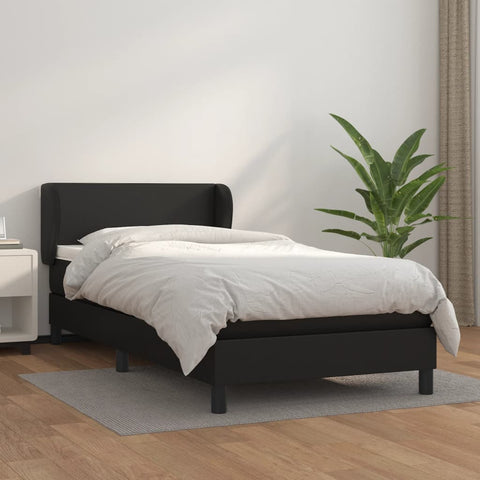 vidaXL Boxspringbett mit Matratze Schwarz 80x200 cm Kunstleder