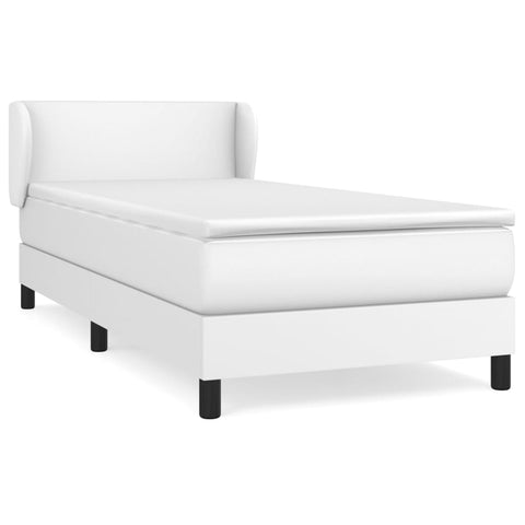 vidaXL Boxspringbett mit Matratze Weiß 90x190 cm Kunstleder