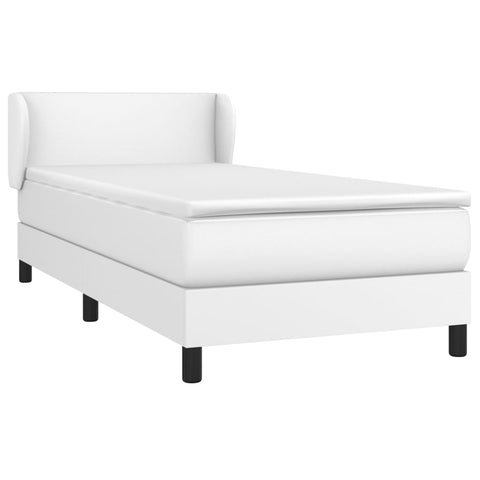 vidaXL Boxspringbett mit Matratze Weiß 90x190 cm Kunstleder