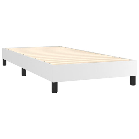 vidaXL Boxspringbett mit Matratze Weiß 90x190 cm Kunstleder