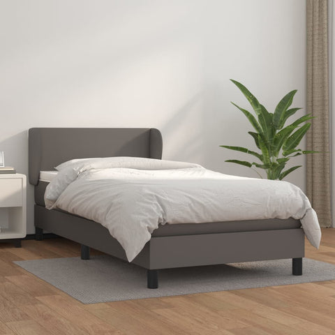 vidaXL Boxspringbett mit Matratze Grau 90x190 cm Kunstleder