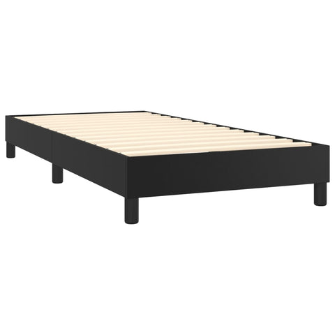 vidaXL Boxspringbett mit Matratze Schwarz 90x200 cm Kunstleder