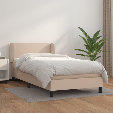 vidaXL Boxspringbett mit Matratze Cappuccino-Braun 90x200cm Kunstleder