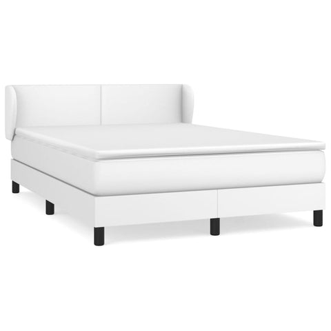 vidaXL Boxspringbett mit Matratze Weiß 140x190 cm Kunstleder