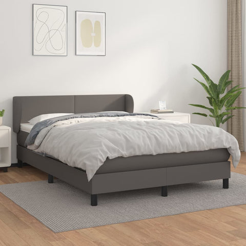 vidaXL Boxspringbett mit Matratze Grau 140x200 cm Kunstleder