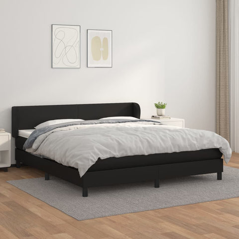 vidaXL Boxspringbett mit Matratze Schwarz 160x200 cm Kunstleder