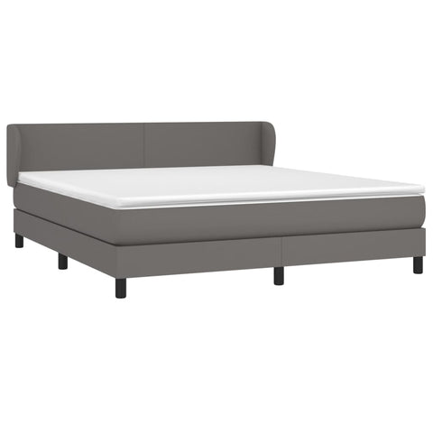 vidaXL Boxspringbett mit Matratze Grau 160x200 cm Kunstleder