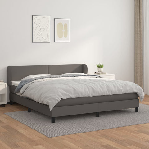 vidaXL Boxspringbett mit Matratze Grau 160x200 cm Kunstleder