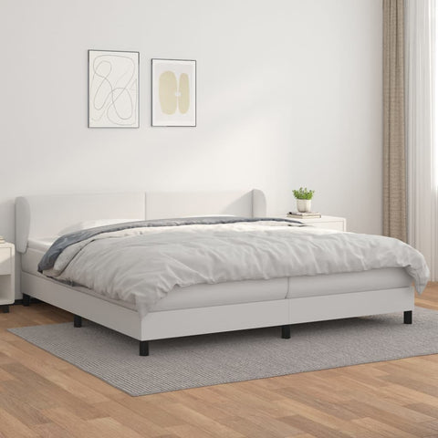 vidaXL Boxspringbett mit Matratze Weiß 200x200 cm Kunstleder