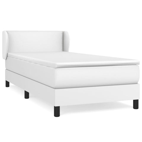 vidaXL Boxspringbett mit Matratze Weiß 90x190 cm Kunstleder